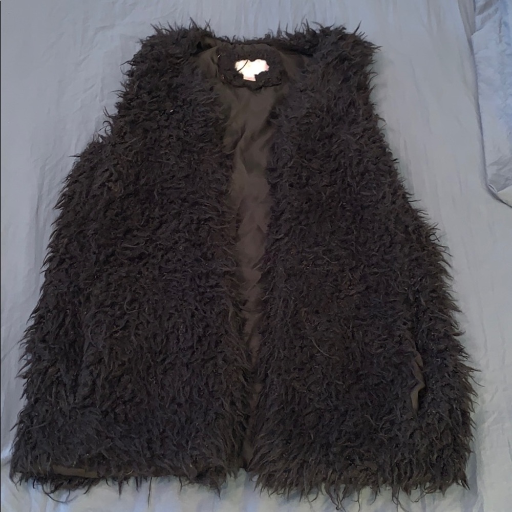Black Furry Vest